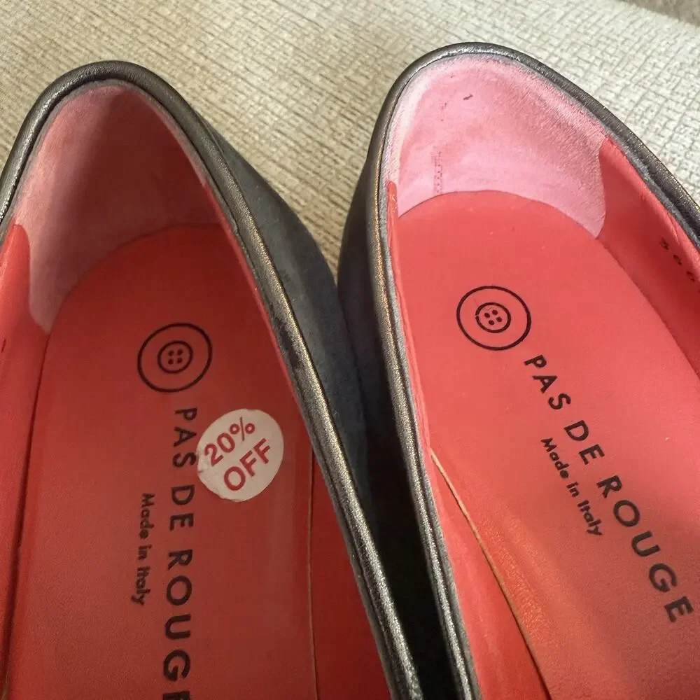 PAS DE ROUGE Lola Black Suede Dressy Loafer‎ Women's 39 US 8.5 Rabbit Fur Tassel